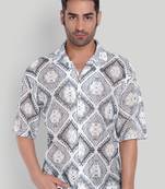 Smart and stylish grey color  designer printed shirt