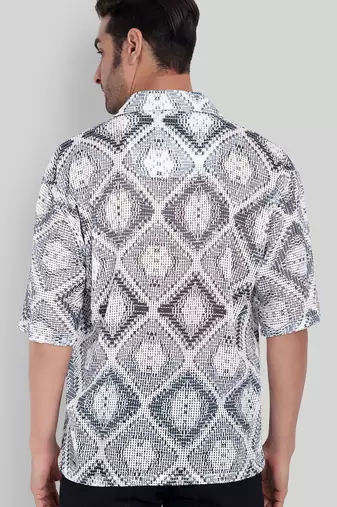 Smart and stylish grey color  designer printed shirt