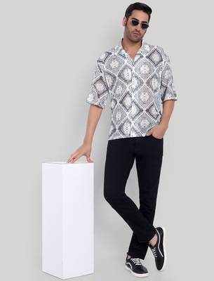 Smart and stylish grey color  designer printed shirt 3