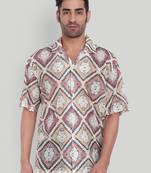 Smart and stylish orange color  designer printed shirt