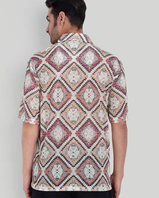 Smart and stylish orange color  designer printed shirt 2