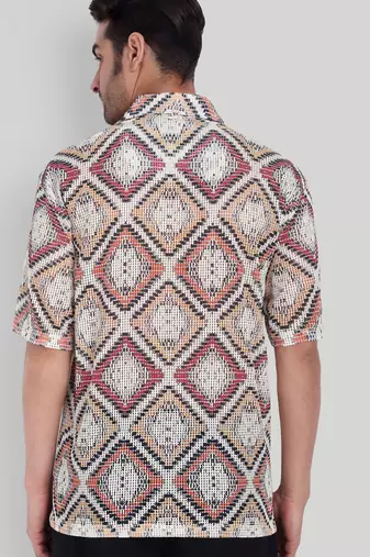 Smart and stylish orange color  designer printed shirt