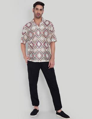 Smart and stylish orange color  designer printed shirt 3