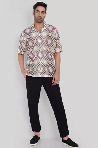 Smart and stylish orange color  designer printed shirt