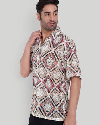 Smart and stylish orange color  designer printed shirt 4