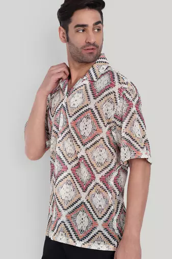 Smart and stylish orange color  designer printed shirt