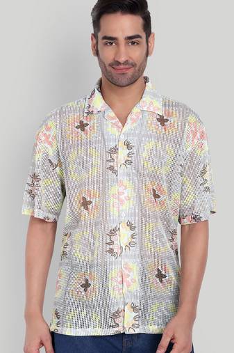 Smart and stylish beige color  designer printed shirt