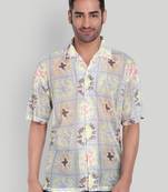 Smart and stylish beige color  designer printed shirt