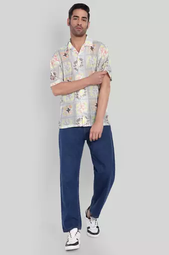 Smart and stylish beige color  designer printed shirt