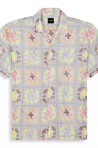 Smart and stylish beige color  designer printed shirt