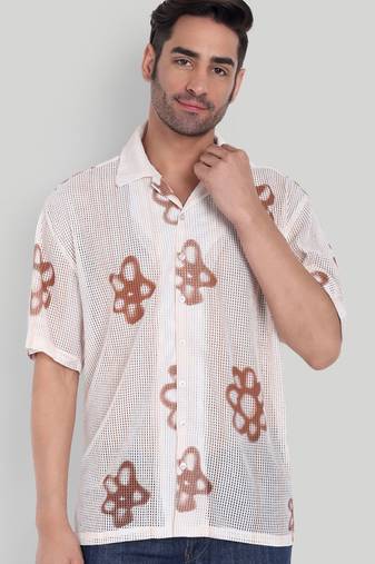 Smart and stylish brown color  designer printed shirt