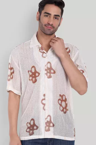 Smart and stylish brown color  designer printed shirt
