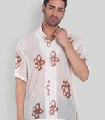 Smart and stylish brown color  designer printed shirt