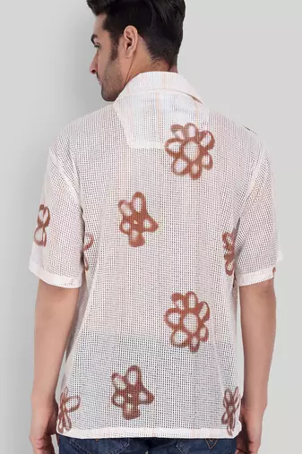 Smart and stylish brown color  designer printed shirt