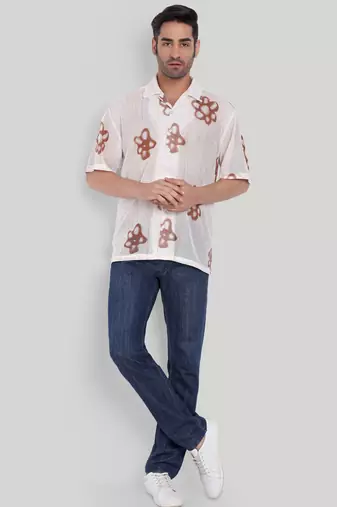 Smart and stylish brown color  designer printed shirt