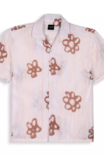 Smart and stylish brown color  designer printed shirt