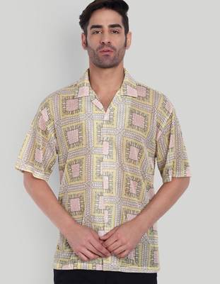 Smart and stylish yellow color  designer printed shirt 1