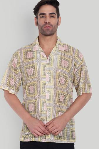 Smart and stylish yellow color  designer printed shirt