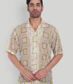 Smart and stylish yellow color  designer printed shirt