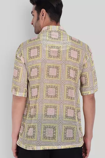 Smart and stylish yellow color  designer printed shirt
