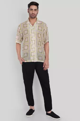 Smart and stylish yellow color  designer printed shirt