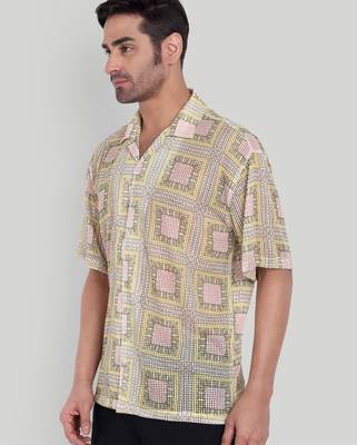 Smart and stylish yellow color  designer printed shirt 4