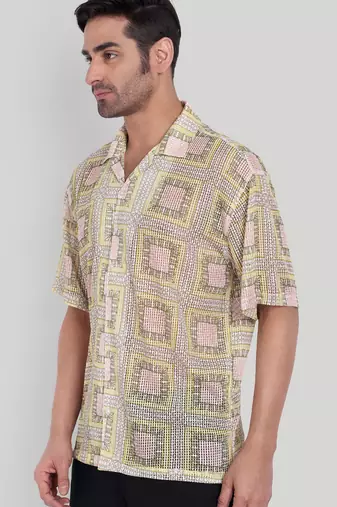 Smart and stylish yellow color  designer printed shirt