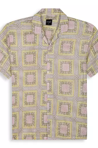 Smart and stylish yellow color  designer printed shirt