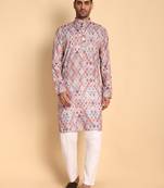 Grey color smart and ethnic designer printed kurta payjama for men's festive looks