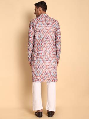 Grey color smart and ethnic designer printed kurta payjama for men's festive looks 2