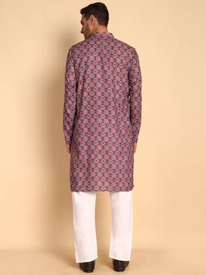 Maroon color smart and ethnic designer printed kurta payjama for men's festive looks 2