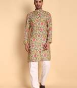 Yellow color smart and ethnic designer printed kurta payjama for men's festive looks