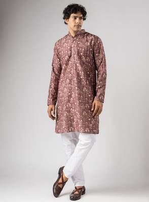 Brown color smart chickoo polo fabric designer ceremonial kurta payjama 1