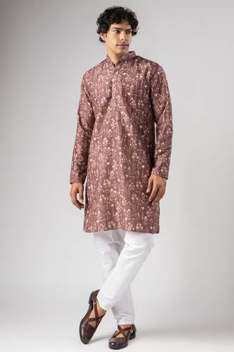 Brown color smart chickoo polo fabric designer ceremonial kurta payjama