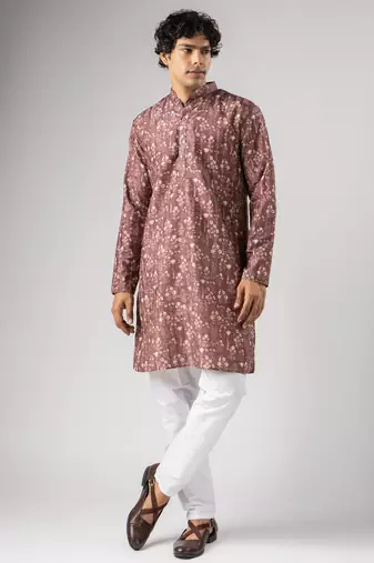 Brown color smart chickoo polo fabric designer ceremonial kurta payjama