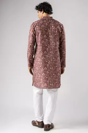 Brown color smart chickoo polo fabric designer ceremonial kurta payjama