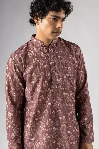 Brown color smart chickoo polo fabric designer ceremonial kurta payjama