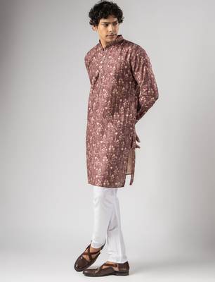 Brown color smart chickoo polo fabric designer ceremonial kurta payjama 4