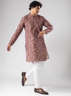 Brown color smart chickoo polo fabric designer ceremonial kurta payjama 5
