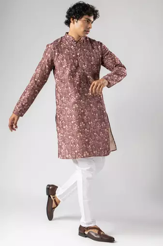 Brown color smart chickoo polo fabric designer ceremonial kurta payjama