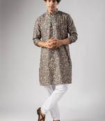Grey color smart chickoo polo fabric designer ceremonial kurta payjama