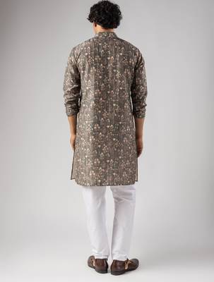 Grey color smart chickoo polo fabric designer ceremonial kurta payjama 2