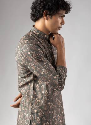 Grey color smart chickoo polo fabric designer ceremonial kurta payjama 3