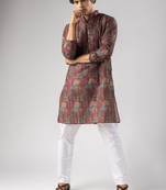 Red color smart chickoo polo fabric designer ceremonial kurta payjama