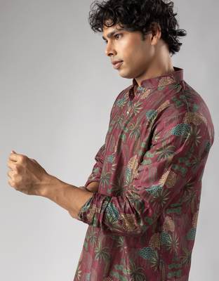 Red color smart chickoo polo fabric designer ceremonial kurta payjama 3