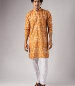 Orange color smart chickoo polo fabric designer ceremonial kurta payjama