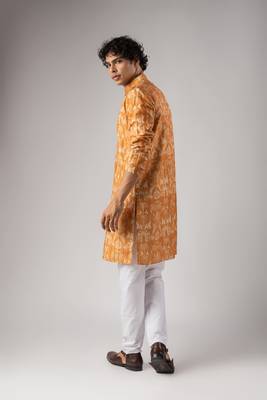 Orange color smart chickoo polo fabric designer ceremonial kurta payjama 2
