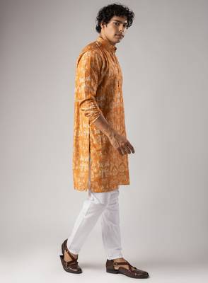 Orange color smart chickoo polo fabric designer ceremonial kurta payjama 5