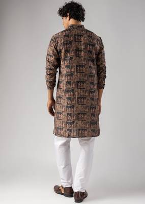 Black color smart chickoo polo fabric designer ceremonial kurta payjama 2