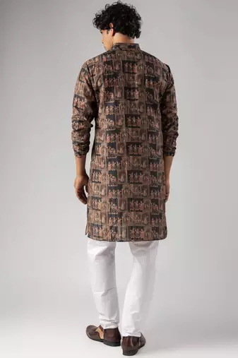 Black color smart chickoo polo fabric designer ceremonial kurta payjama